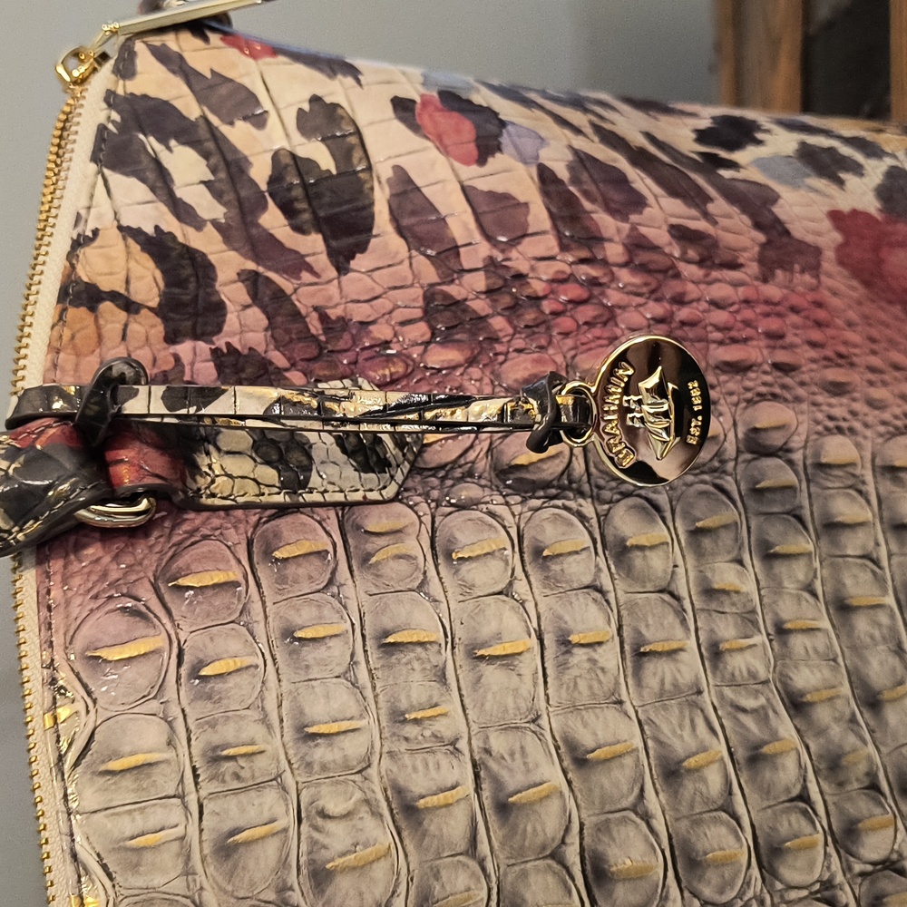 Brahmin Large Duxbury Satchel, Elegant Multicolor Designer Handbag Purse - Picture 4 of 8